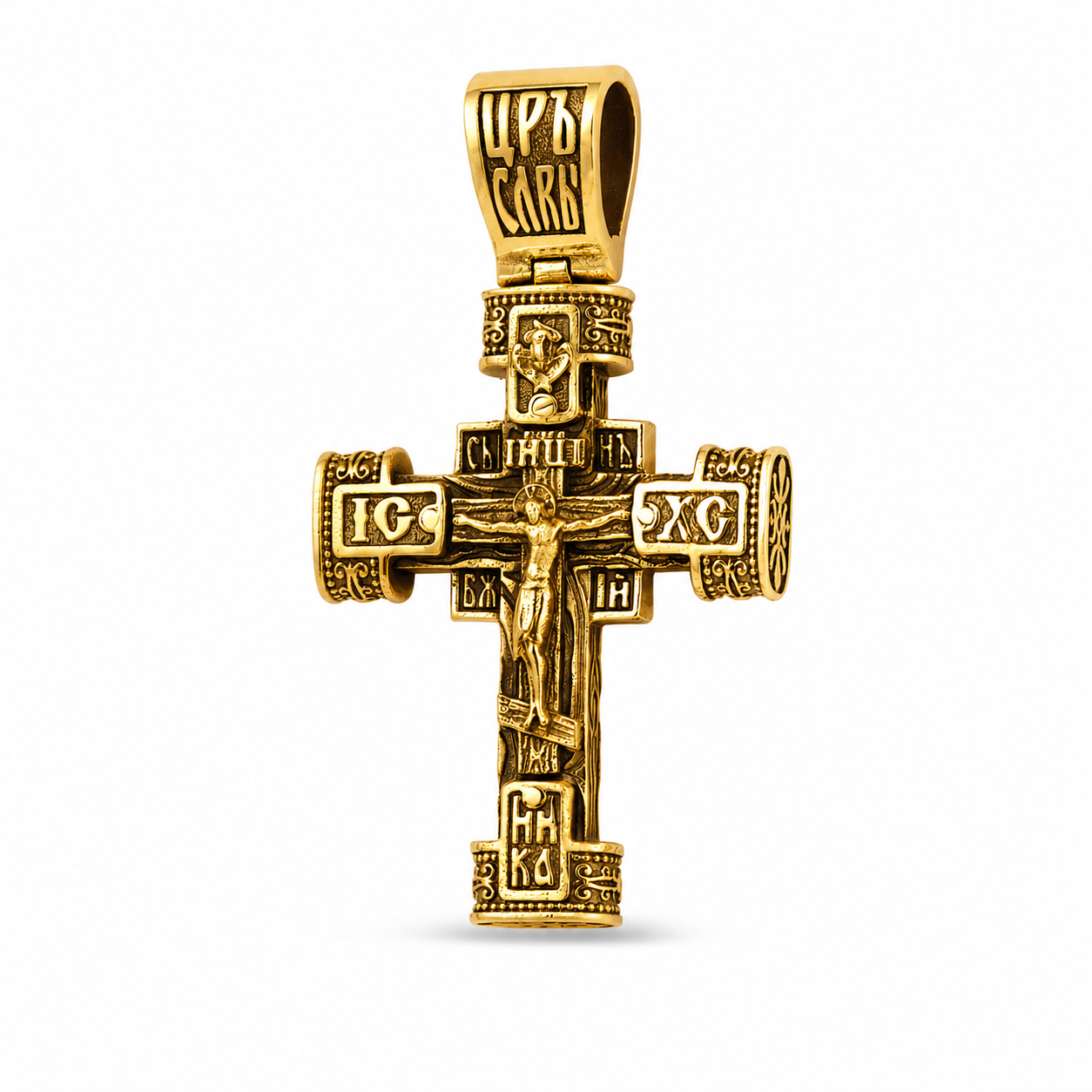 18k Yellow Gold Cross "King of Glory" 014