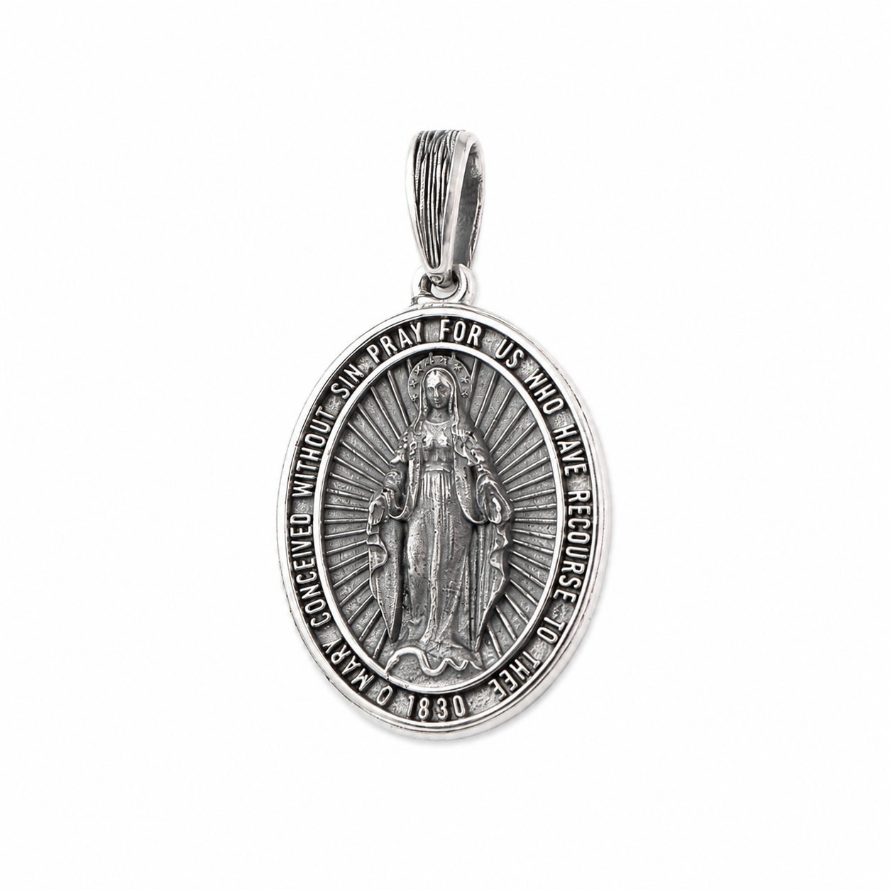 Blessed Virgin Mary Silver Medallion 089