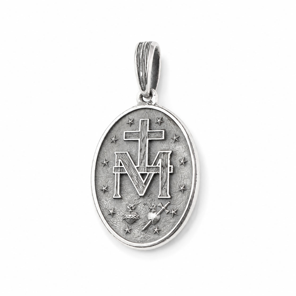 Blessed Virgin Mary Silver Medallion 089 - image 3