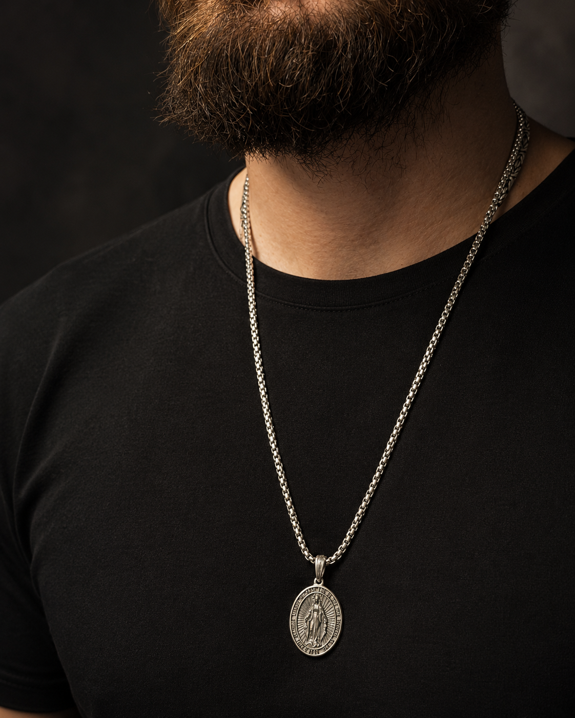 Blessed Virgin Mary Silver Medallion 089 - image 6