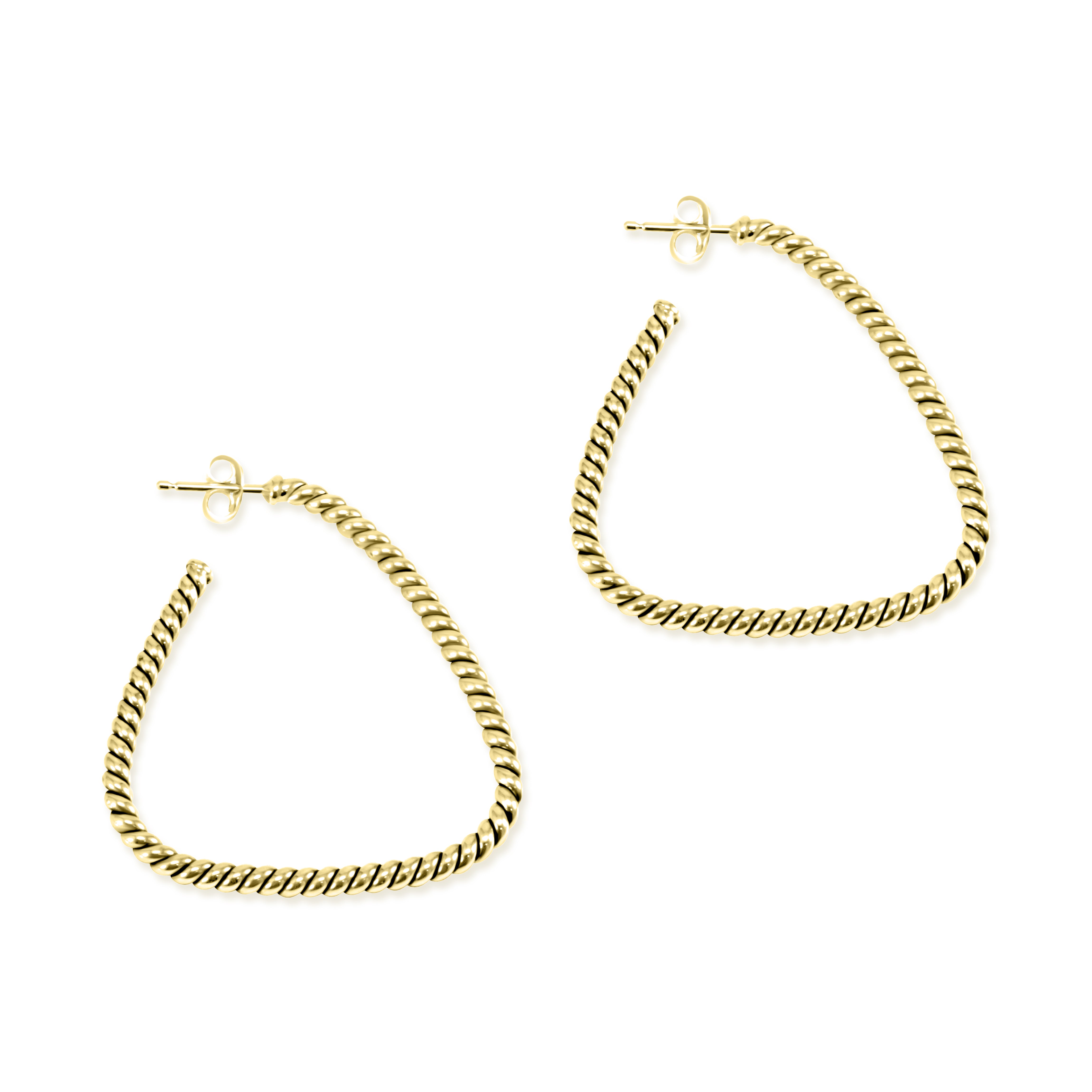 18K Rope Hoop Triangle Earrings