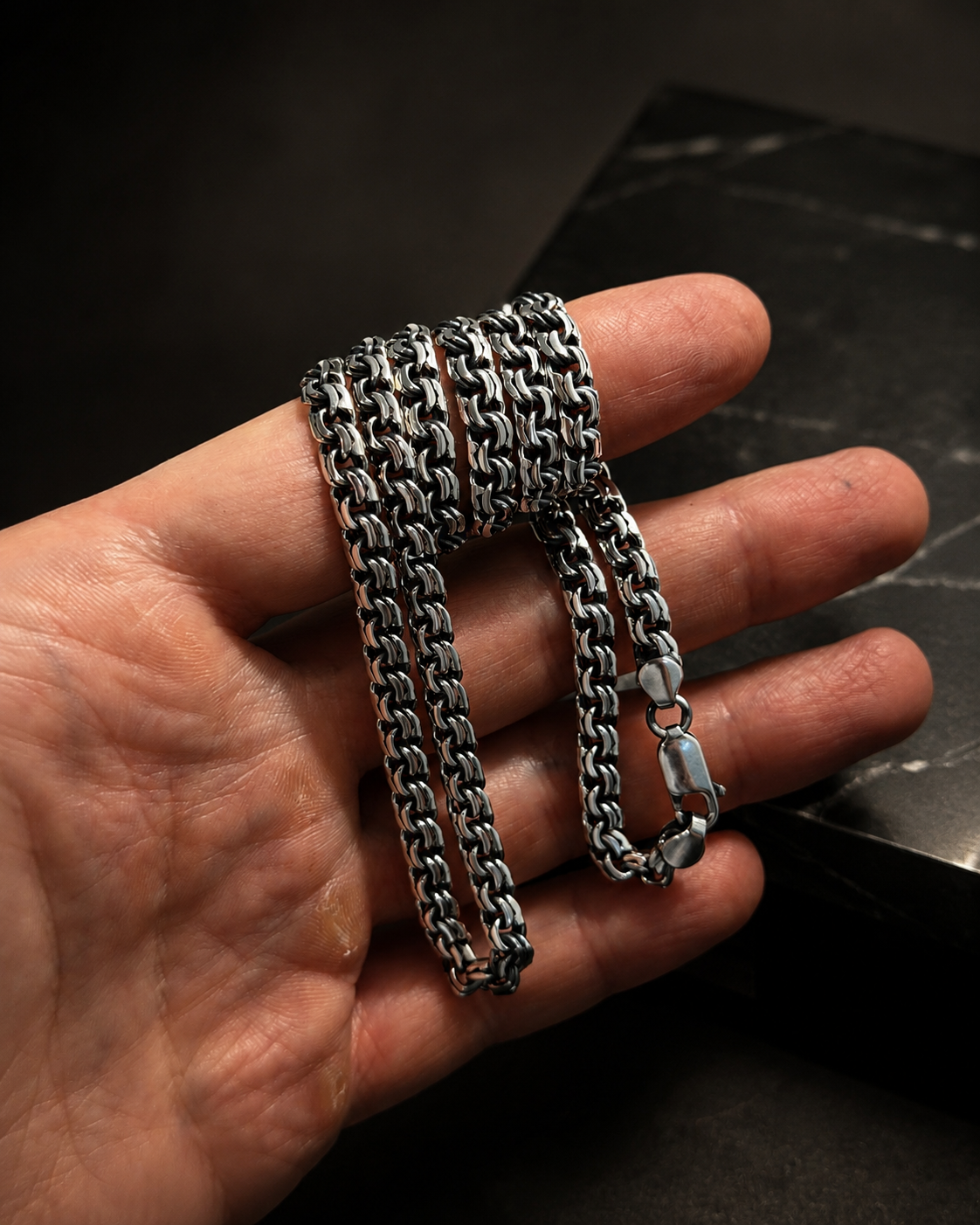 Heavy Silver Byzantine Necklace 5 mm - image 2