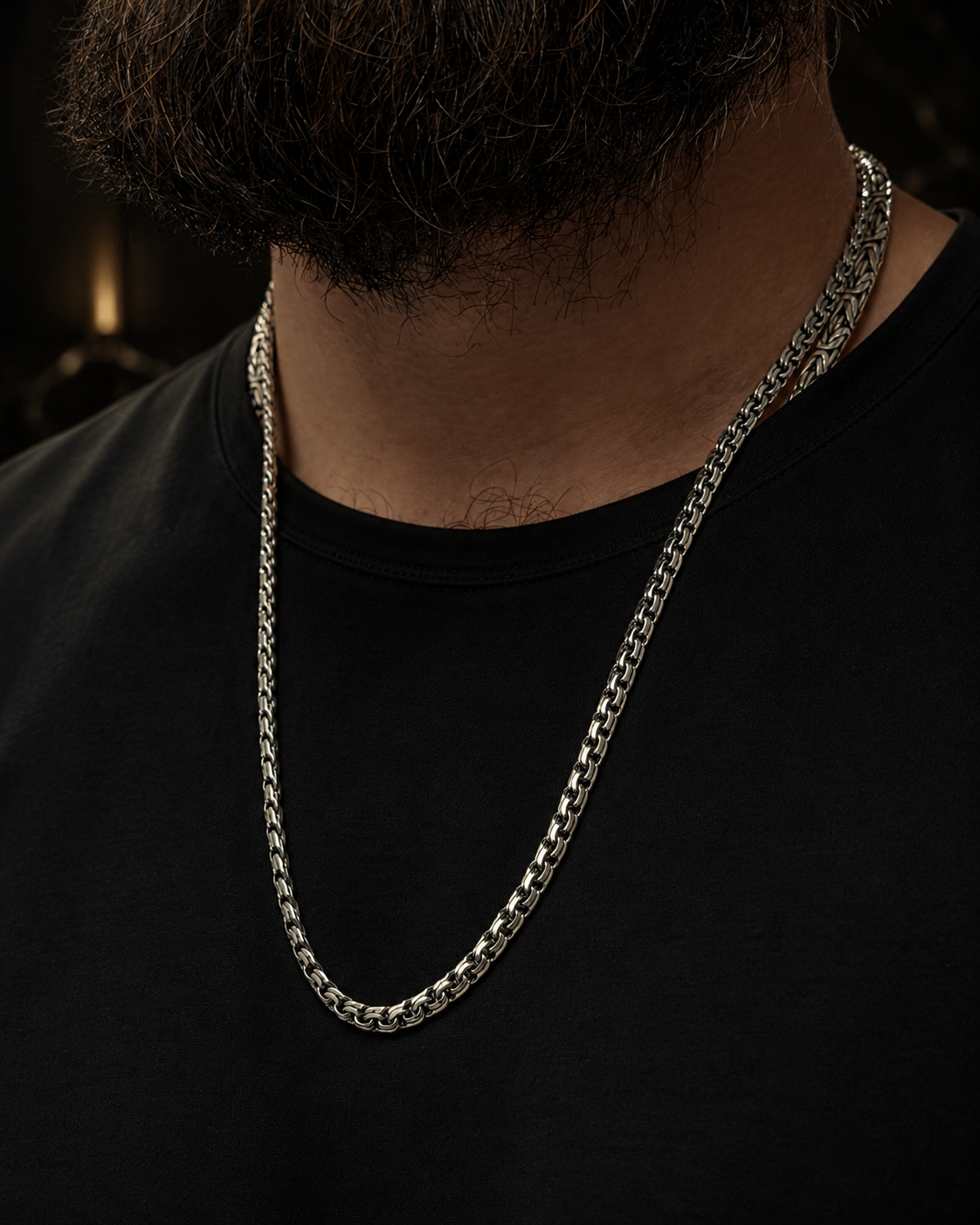 Heavy Silver Byzantine Necklace 5 mm - image 17