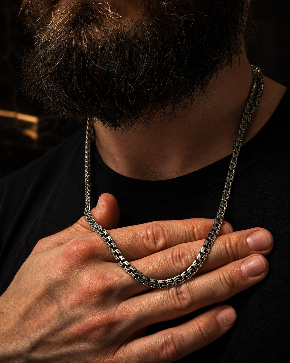 Heavy Silver Byzantine Necklace 5 mm - image 3