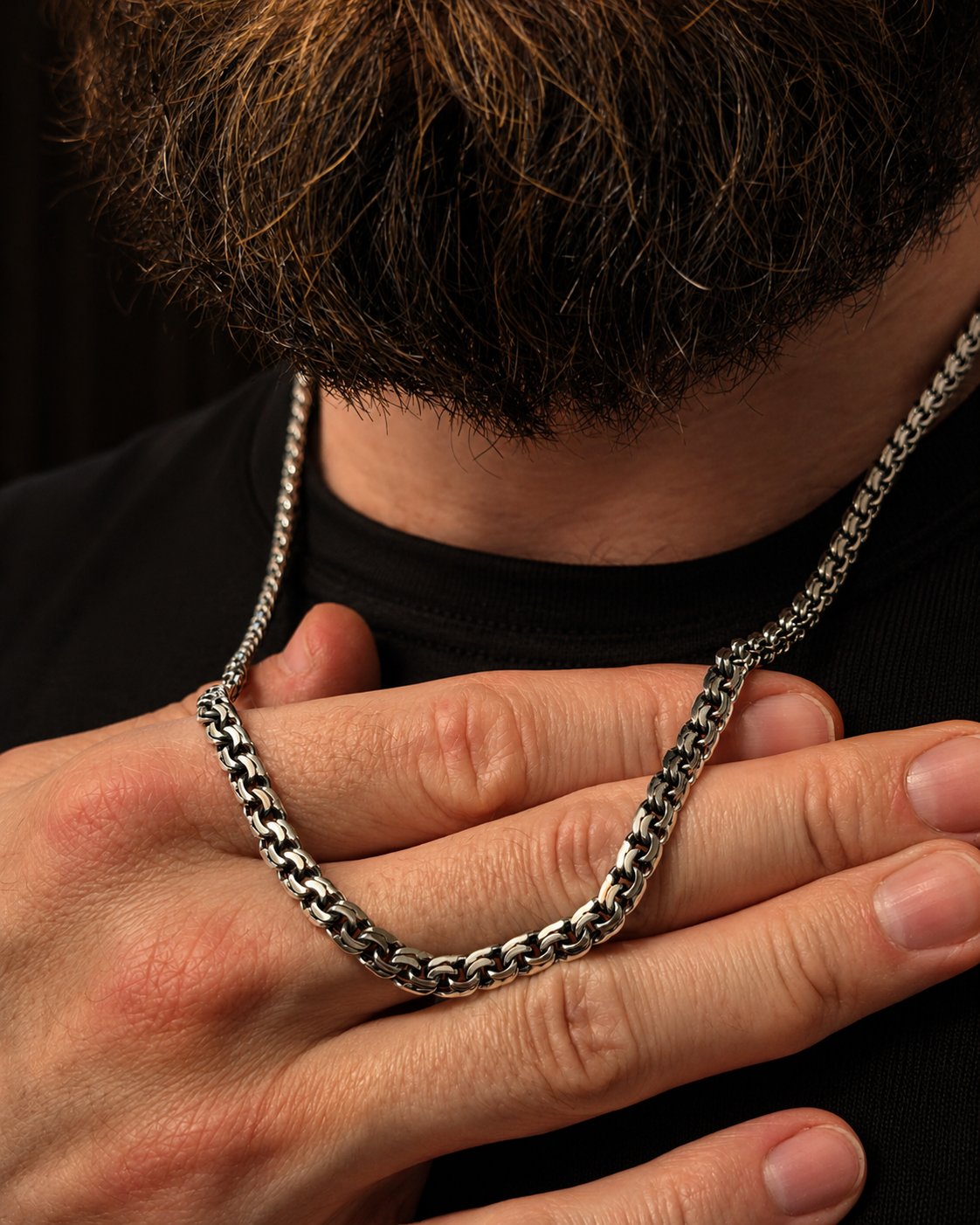 Heavy Silver Byzantine Necklace 5 mm - image 5