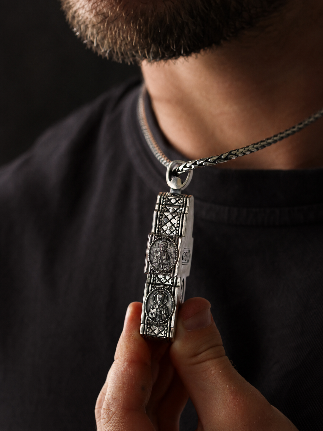 Heavy Silver Cross Holy Trinity 005 - image 6