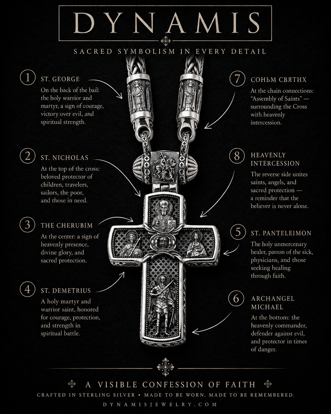 Silver Orthodox Cross Necklace 002 - image 3