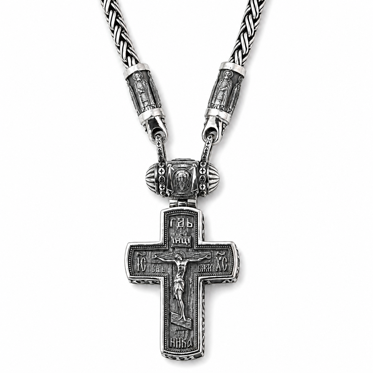 Silver Orthodox Cross Necklace 002 - image 4