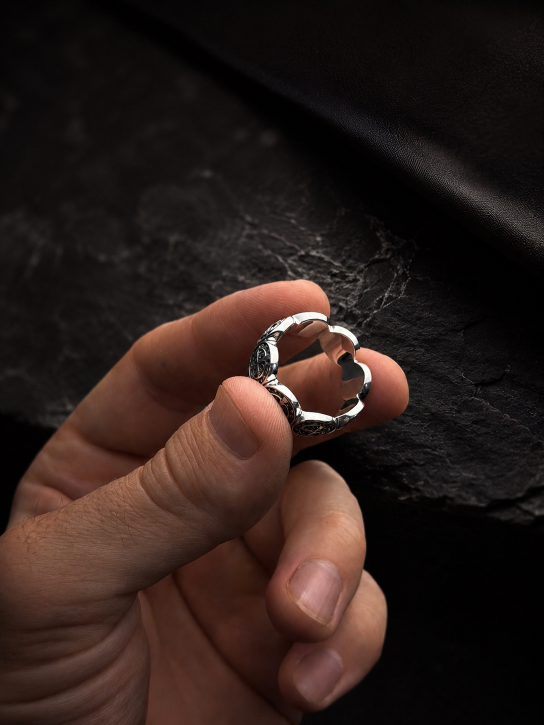 St. Benedict Medal Silver Ring - image 4