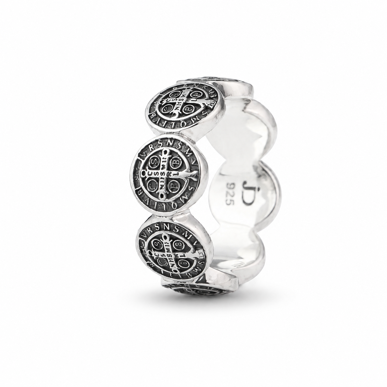 St. Benedict Medal Silver Ring - image 2