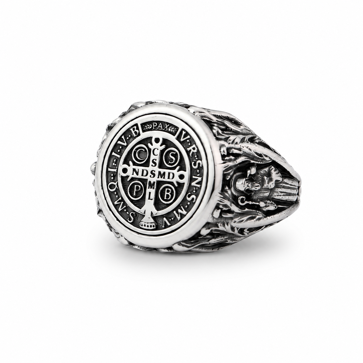 St. Benedict Silver Signet Ring - image 2